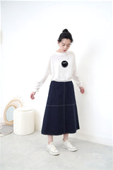 Navy cross stitching skirt