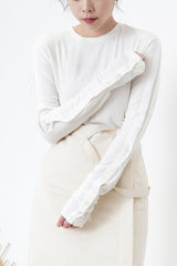 White soft top w/ sleeves button details