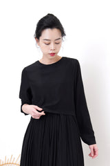Black smooth dress in layering