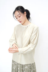 Light grey shirt w/ detail cut out collar