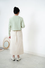 Green stripes jacket in round hem