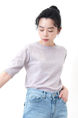pink minimal knit top