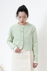 Green stripes jacket in round hem