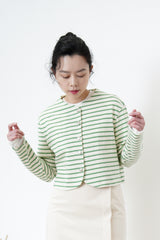 Green stripes jacket in round hem