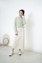 Green stripes jacket in round hem