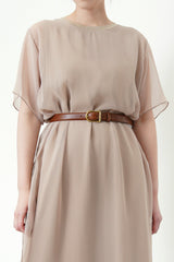 Beige one piece w/ chiffon layering