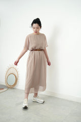 Beige one piece w/ chiffon layering