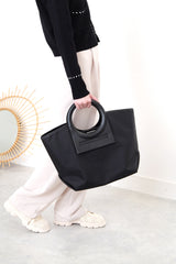 Black shopper bag w/ round handles