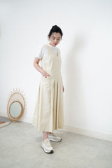 V neck pleats dress w/ pockets