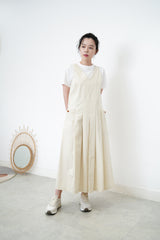 V neck pleats dress w/ pockets