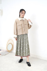 Beige handmade wool jacket in contrast collar