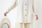 Cream trench coat w/ contrast sleeves