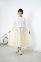 White crop pullover w/ sheer layer inner