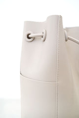 Grey leather tote in round thin strap