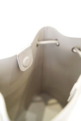 Grey leather tote in round thin strap