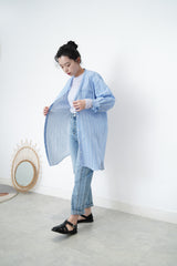 Blue stripe shirt dress