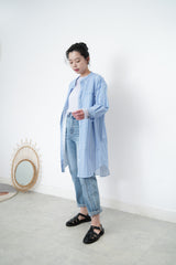 Blue stripe shirt dress