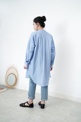 Blue stripe shirt dress