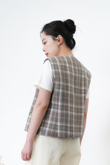 Beige premium checked vest