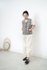 Beige premium checked vest