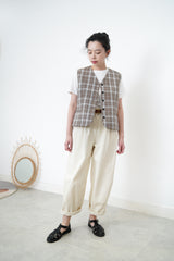 Beige premium checked vest