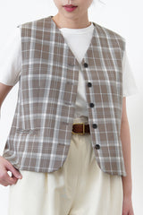 Beige premium checked vest