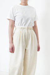 Ivory double layer pants in detail pleats