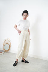 Ivory double layer pants in detail pleats