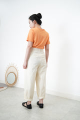 Ivory double layer pants in detail pleats