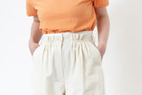 Ivory double layer pants in detail pleats