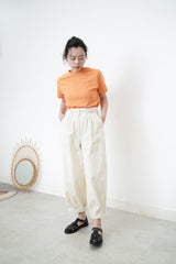 Ivory double layer pants in detail pleats
