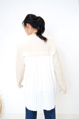 Cream knit top w/ pleats detail back