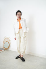 Ivory double layer pants in detail pleats