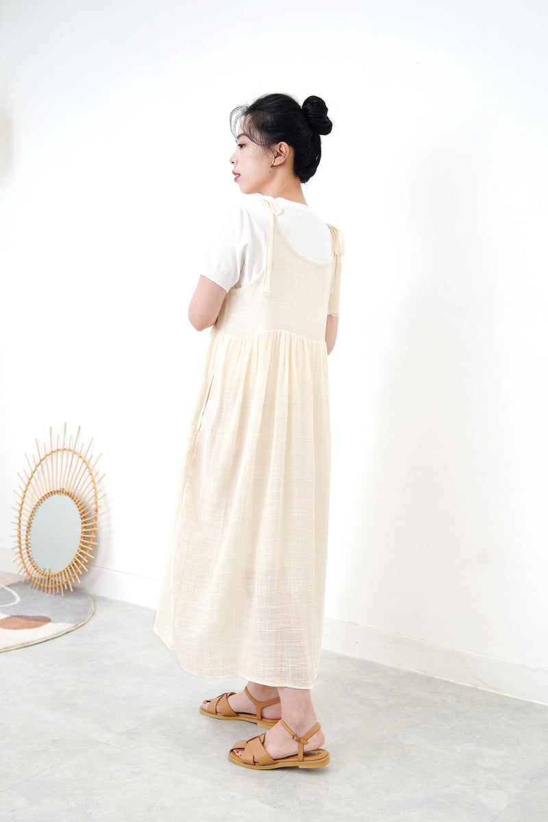 Ivory cami mock dress in stripes pattern