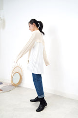 Cream knit top w/ pleats detail back
