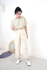 Ivory trouser w/ side waist buckles