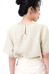 Ivory tone top in tweed style