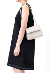 Black A cut midi dress outline stitching