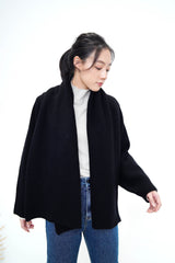 Black wool knit outer