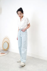 light blue straight cut summer jeans