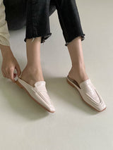 Soft pink backless loafer