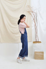 Denim cross traps jumpsuit