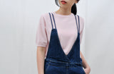 Denim cross traps jumpsuit