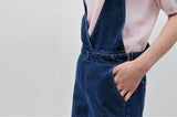 Denim cross traps jumpsuit