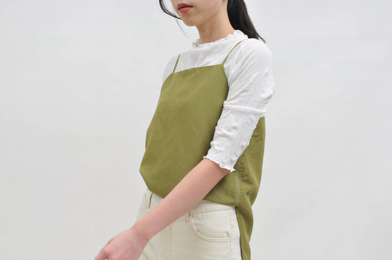 Green linen camisole w/ side vents