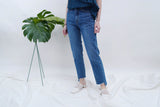 Blue jeans in stepped hem