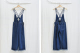 Denim cross traps jumpsuit