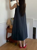 Light grey A cut overall dress w/ adj. straps