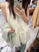 White lace vest with buttons