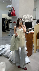 White lace vest with buttons
